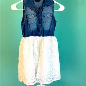 Lilt sleeveless chambray and white lace dress sz10